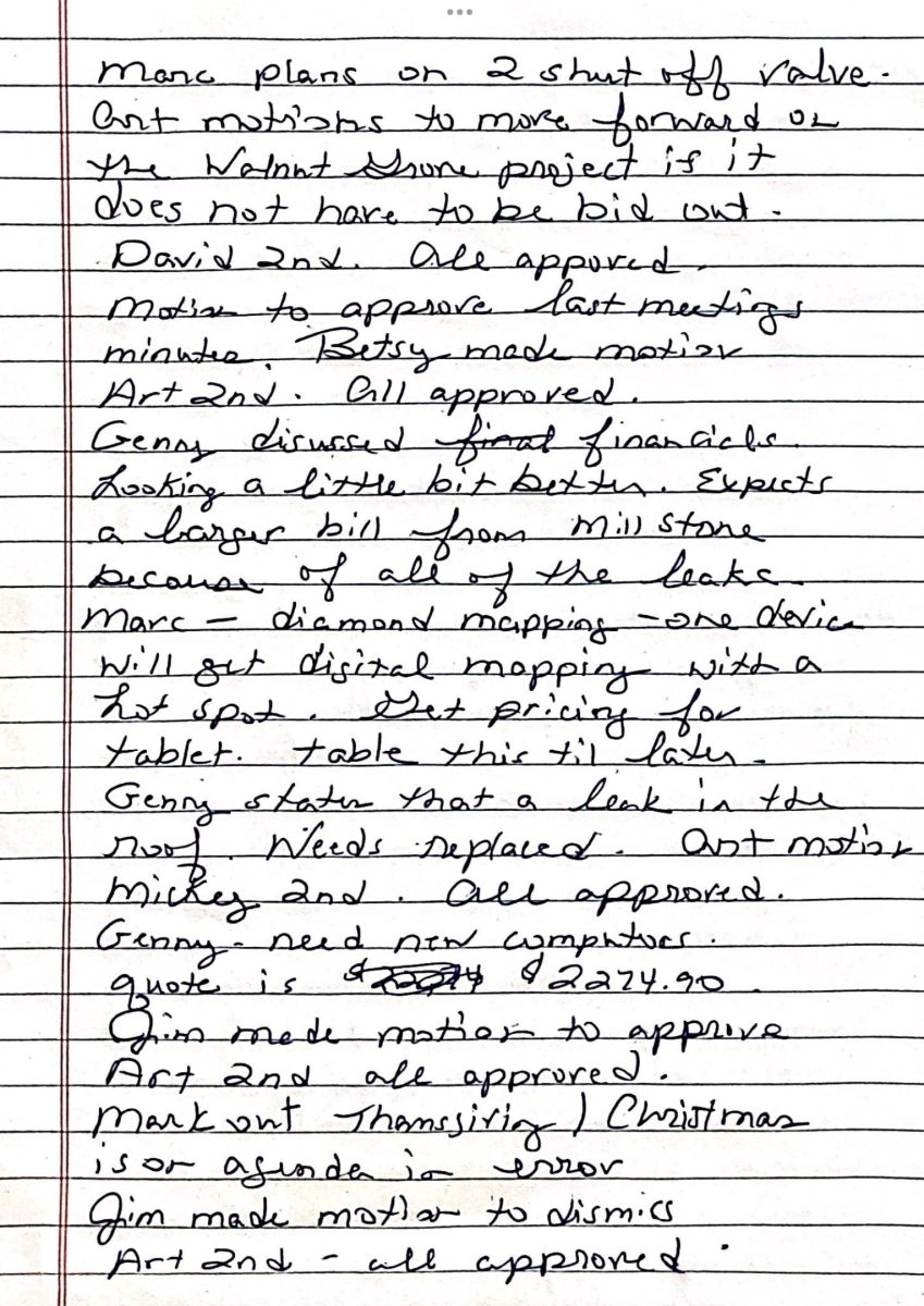 October 15, 2024 Approved Minutes page 3 (handwritten)